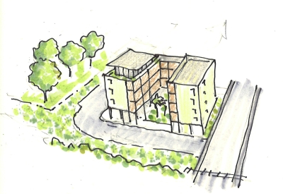 Sketch of Williams Terrace in Charleston, SC.