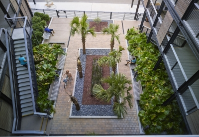 Courtyard view of Williams Terrace in Charleston, SC.