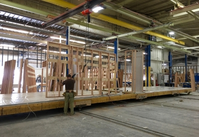 Construction of the modular pods for Union Flats in Union City, Ca.