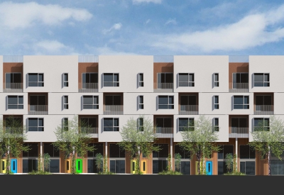 Rendering of south elevation for Union Flats in Union City, Ca.