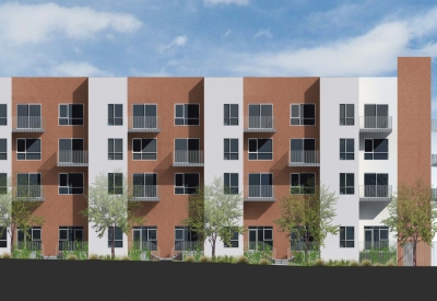 Rendering of west elevation for Union Flats in Union City, Ca.