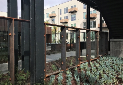 Fence surrounding the courtyard at Union Flats in Union City, Ca.