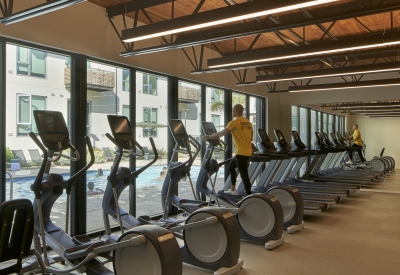 Exercise room inside Union Flats in Union City, Ca.