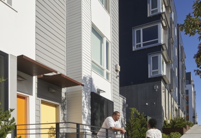 Exterior of townhouse stoops at 847-848 Fairfax Avenue in San Francisco.