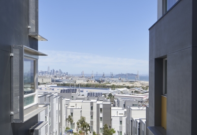 Looking out to the bay from 847-848 Fairfax Avenue in San Francisco.