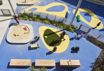 Aerial view of playground at 901 Fairfax Avenue in San Francisco, CA.