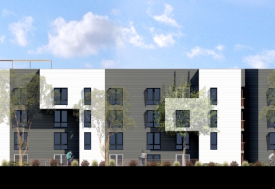 Elevation rendering at Folsom Street for 2675 Folsom Street in San Francisco.