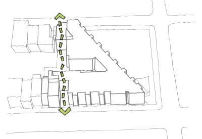 Diagram highlighting the mid-block passage at 2675 Folsom Street in San Francisco.