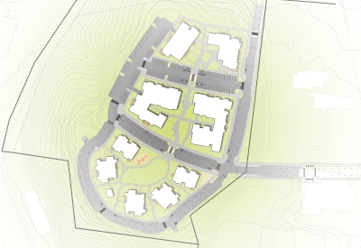 Diagram of sidewalks of Lee Walker Heights in Asheville, North Carolina.