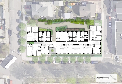 Second level site plan for Coliseum Place, affordable housing in Oakland, Ca.