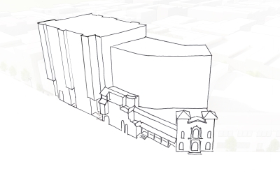 Diagram of 1965 Market Street showing the final massing.