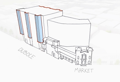 Diagram of 1965 Market Street showing location of the glazed bays.