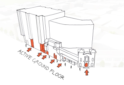 Diagram of 1965 Market Street showing the active ground floor.