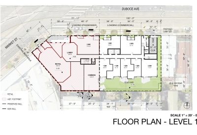 Ground level site plan for 1965 Market Street in San Francisco.