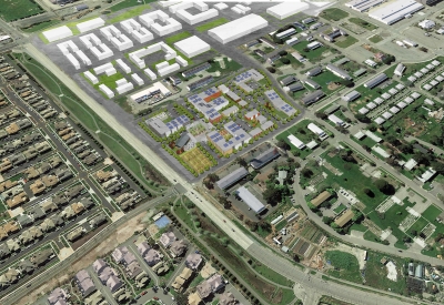 Rendered aerial view of RESHAP Alameda Point in Alameda, Ca.