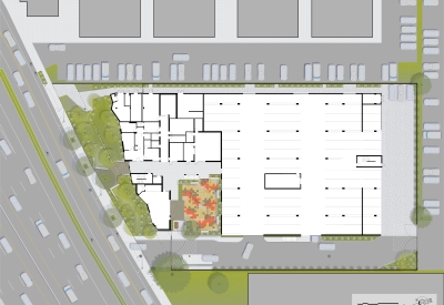 Level one site plan of Edwina Benner Plaza in Sunnyvale, Ca.