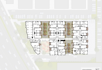 Level two site plan of Edwina Benner Plaza in Sunnyvale, Ca.