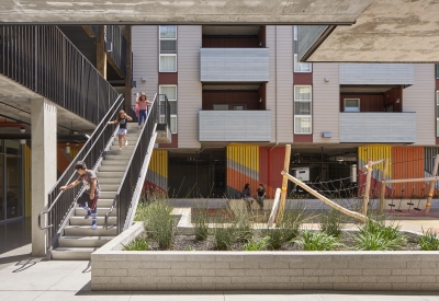 Courtyard inside Edwina Benner Plaza in Sunnyvale, Ca.