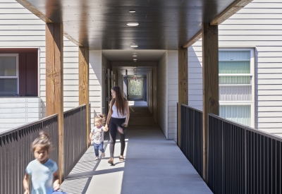 Open hallway in Edwina Benner Plaza in Sunnyvale, Ca.