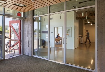 Lobby entrance in Edwina Benner Plaza in Sunnyvale, Ca.