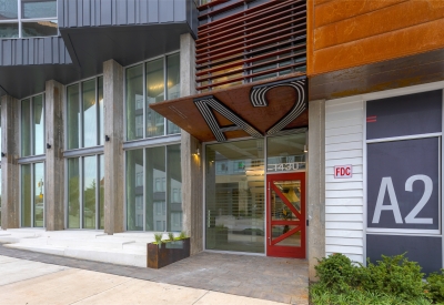 Exterior view of A2 Apartments in Baltimore, Maryland.