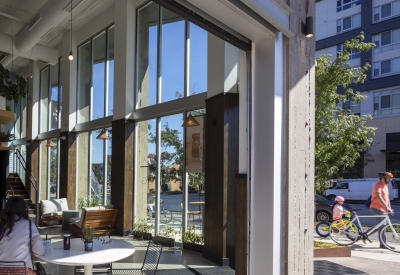 Interior view of retail at A2 Apartments in Baltimore, Maryland.