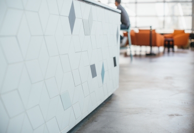 Cle tile coffee bar inside Saint Frank at Facebook in San Francisco.