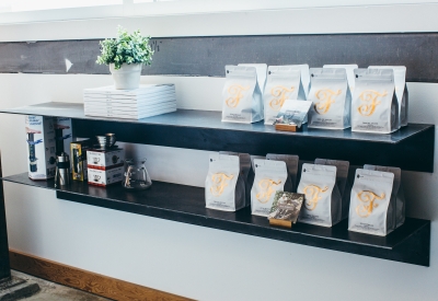 Merchandise shelf at Saint Frank at Facebook in San Francisco.