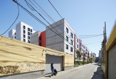 Rear of La Fénix at 1950, affordable housing in the mission district of San Francisco.