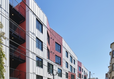 Rear of La Fénix at 1950, affordable housing in the mission district of San Francisco.