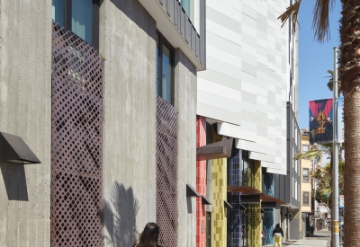 Sidewalk adjacent to La Fénix at 1950, affordable housing in the mission district of San Francisco.