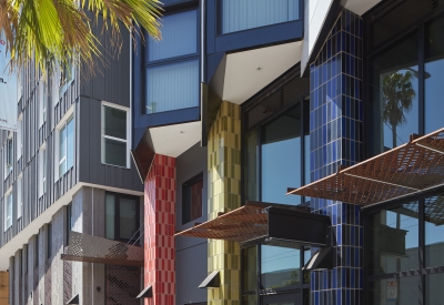 Ground level residential at La Fénix at 1950, affordable housing in the mission district of San Francisco.