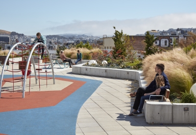 Rooftop playground on La Fénix at 1950, affordable housing in the mission district of San Francisco.