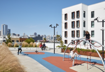 Rooftop playground on La Fénix at 1950, affordable housing in the mission district of San Francisco.