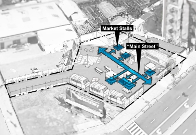 Site diagram of vendor stalls at SPARC-It-Place in Oakland, Ca.