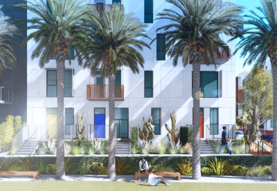 Exterior rendering of the ground floor units at Windflower II in Union City, California.