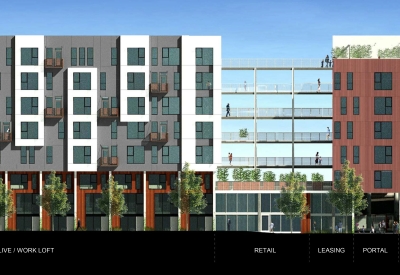 Exterior rendering of the south elevation of Windflower II in Union City, California.