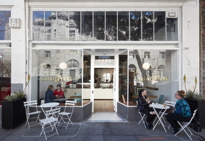 Entrance to Saint Frank Roastery in San Francisco.