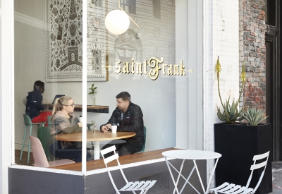 Entrance to Saint Frank Roastery in San Francisco.