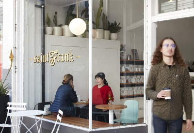 Entrance to Saint Frank Roastery in San Francisco.