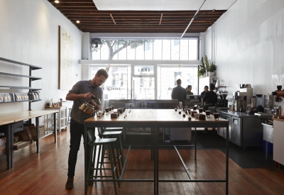 Inside Saint Frank Roastery in San Francisco.