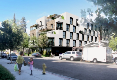 Exterior rendering of Page Street Studios in San Jose, Ca.