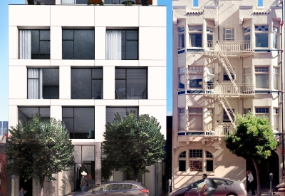 Exterior v2 rendering of 921 O'Farrell in San Francisco, Ca.
