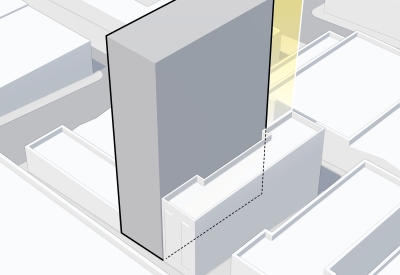 Zoning code massing diagram of 921 O'Farrell in San Francisco, Ca.