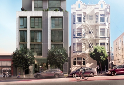 Exterior v3 rendering of 921 O'Farrell in San Francisco, Ca.