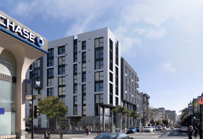 Exterior rendering of 1567 California looking south in San Francisco, California. 