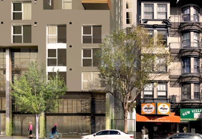 Exterior elevation rendering for 1567 California in San Francisco, California. 