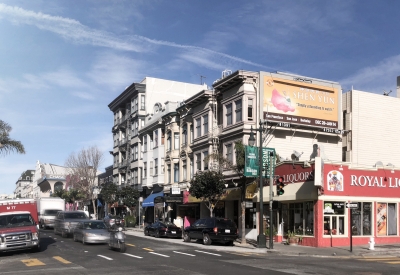 Existing building at the future 1567 California in San Francisco, California. 