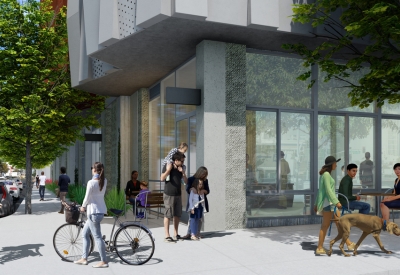 Rendering of the retail at Tahanan Supportive Housing in San Francisco.