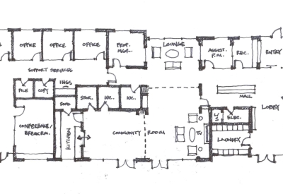 Ground floor sketch for Tahanan Supportive Housing in San Francisco.